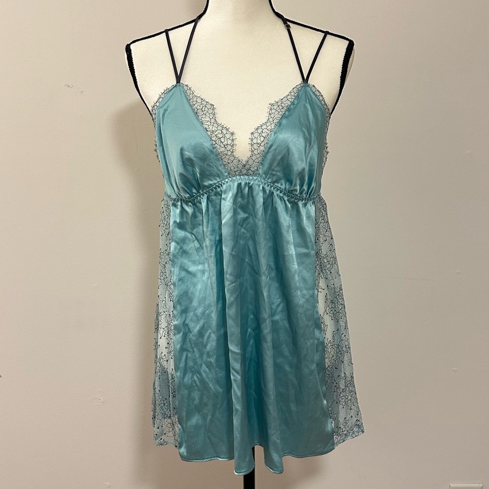 Victoria's Secret Satin Chemise with Lace Detailing